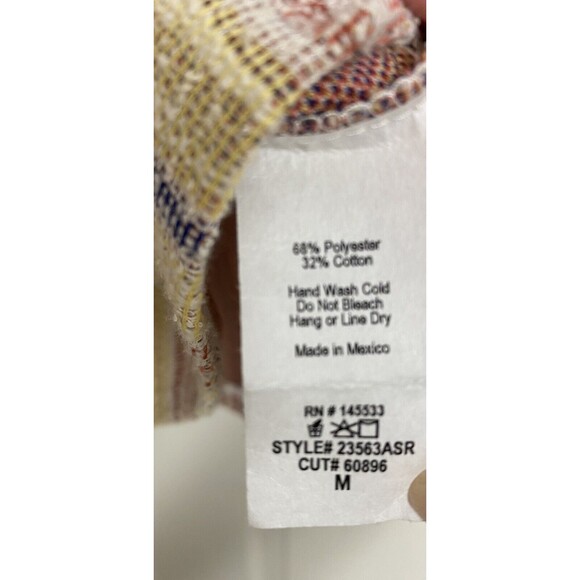 W5 Womens Sz Medium Tank Top Burlap Button Back Striped Sleeveless Multicolor - Picture 5 of 6
